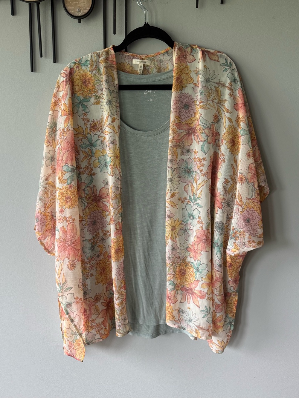 Maurices Floral Kimono with Matching 24/7 Tee